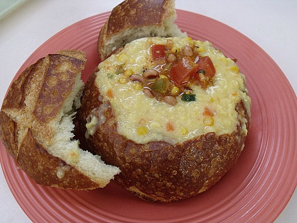 Creamy Corn Chowder in Sourdough Boule at French Market Disneyland