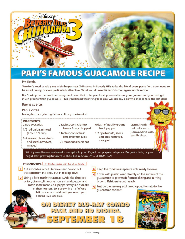 Disney Beverly Hills Chihuahua Papi's Famous Guacamole Recipe