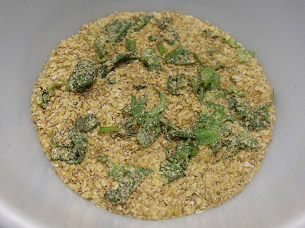 wheat germ and basil topping