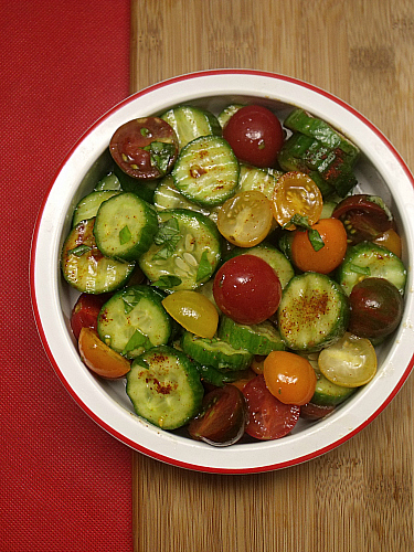 Heirloom Tomato and Cucumber Salad with Hatch Chile