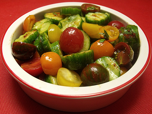 Heirloom Tomato and Cucumber Salad with Hatch Chile