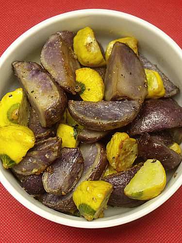 Purple Potatoes and Yellow Squash