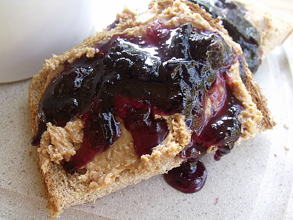 Black Muscato Grape Jam on toast with peanut butter