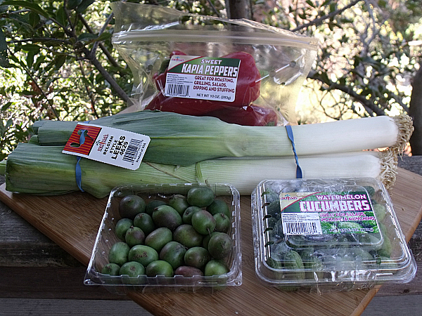 Belgian Style Leeks, Kapia Peppers, Baby Kiwi, Watermelon Cucumbers