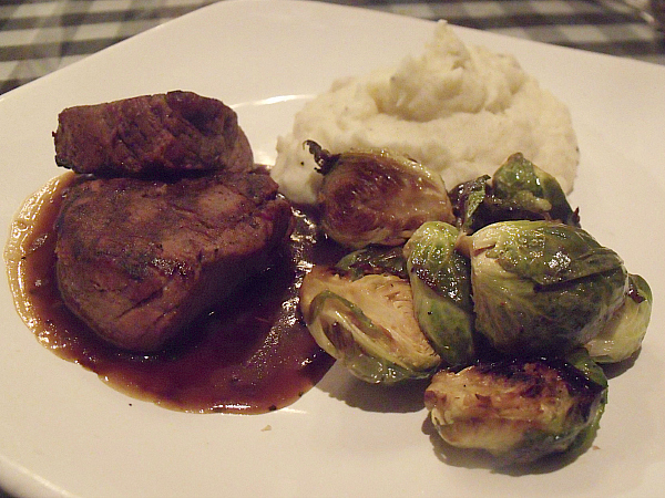 Tournedos du Boeuf, Mashed potatoes, bacon Brussels sprouts