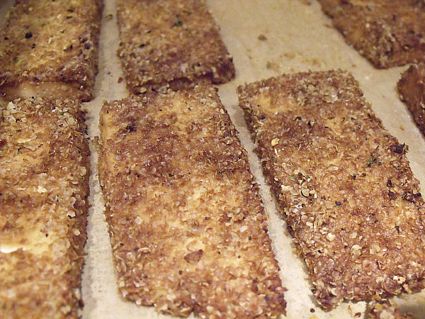 Easy Vegetarian Dinner - Breaded Baked Tofu - Mama Likes To Cook