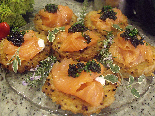 Crispy Potato Galette With Dill Cream, Smoked Salmon and Caviar