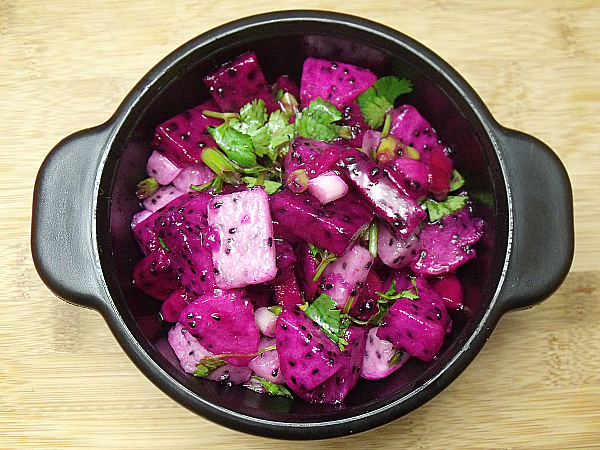 Dragon Fruit Salsa Recipe - Easy recipe with purple pitaya