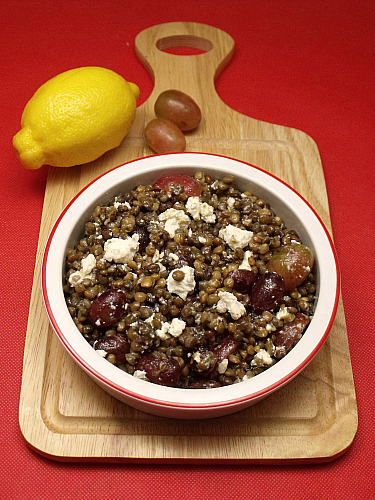 Lentil Salad with Grapes and Feta Cheese