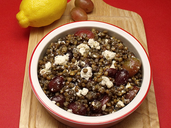 Lentil Salad with Grapes and Feta Cheese