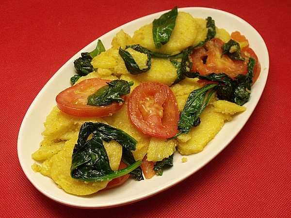 Polenta with Spinach & Tomato