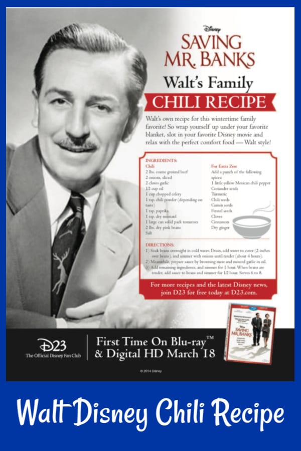 Walt Disney Family Chili Recipe #DisneyRecipe #DisneyChili