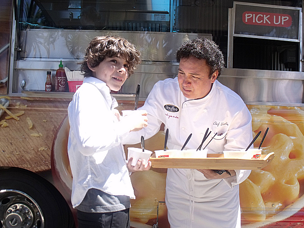 Emjay Anthony at the Stouffer's Mac and Cheese Food Truck in Santa Monica, California