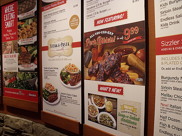 Sizzler menu deals