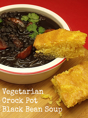 Vegetarian Crock Pot Black Bean Soup and Cornbread