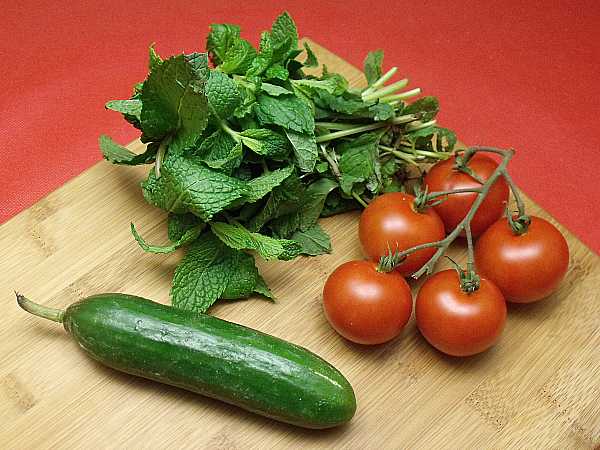 Fresh Mint, Tomatoes and Cucumber