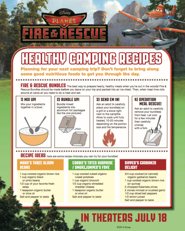 Disney Planes Fire & Rescue Printable Camping Recipes