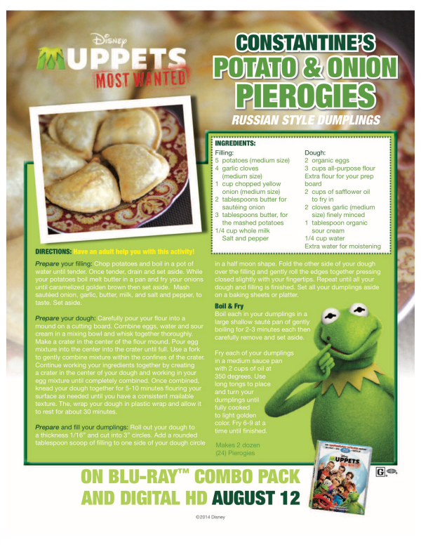 Disney Muppets Most Wanted Constantine's Pierogies Recipe
