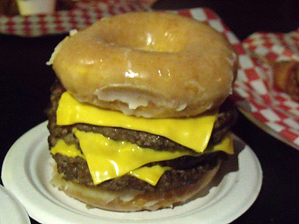 LA County Fair Food Preview - Triple Krispy Kreme Burger