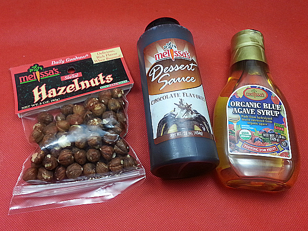 Melissa's Hazelnuts, Chocolate Sauce and Organic Blue Agave Syrup