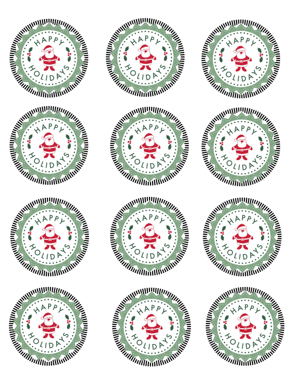 Oval Christmas Labels, quilted mason jar stickers & holiday gift