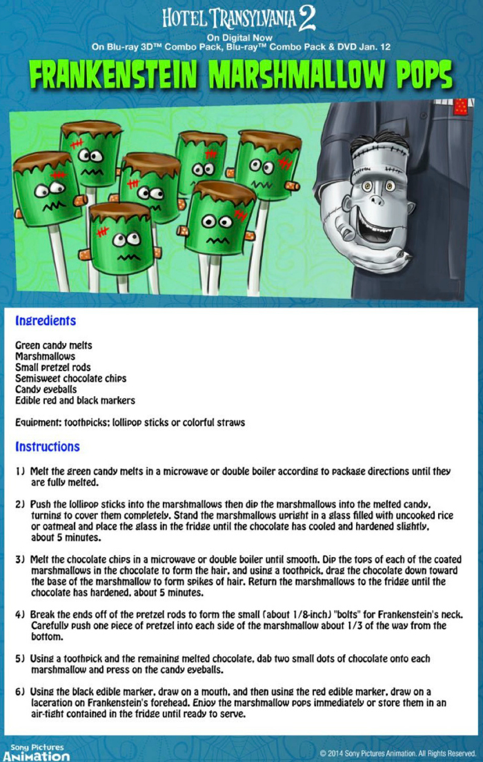 Frankenstein Marshmallow Pops Recipe