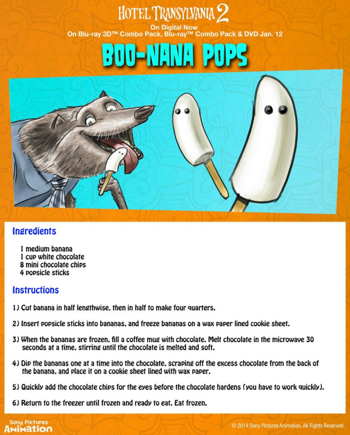 Hotel Transylvania Halloween Party Food - Boo-Nana Pops