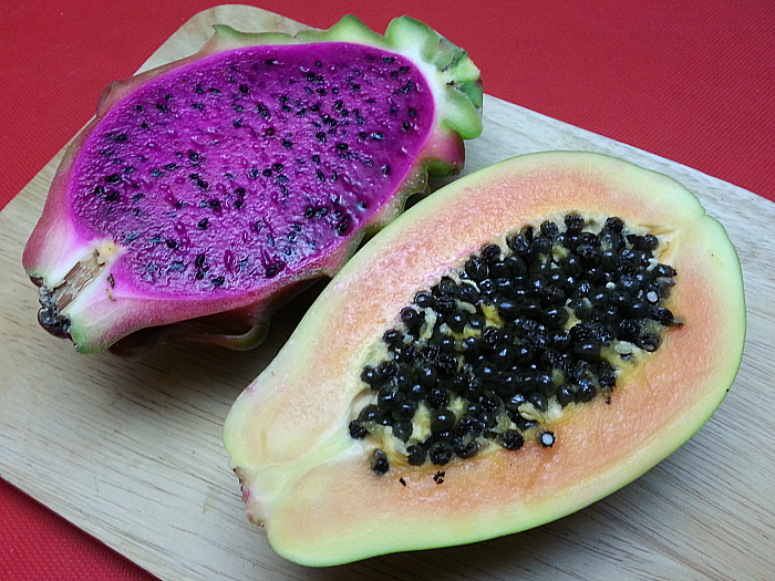 Dragon Fruit (Pitaya) and Strawberry Papaya