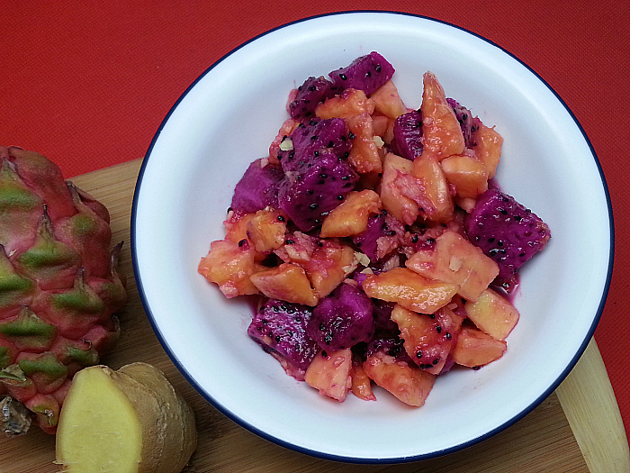 Papaya and Dragon Fruit Salad