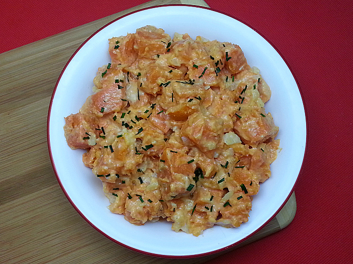 Sweet Potato Salad in white bowl