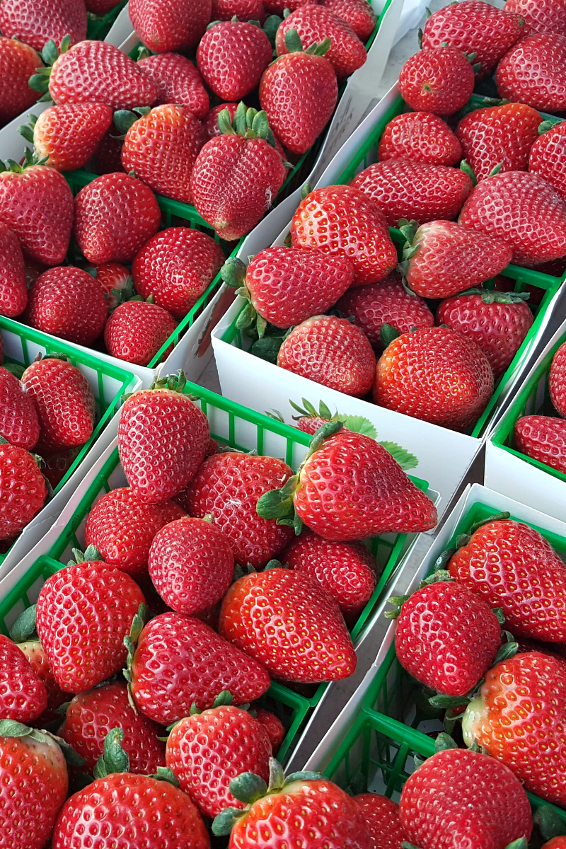 strawberries in baskets