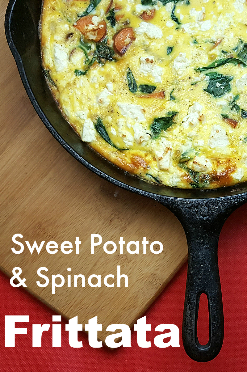 Spinach and Sweet Potato Frittata Recipe made in a cast iron skillet