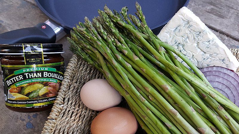 Ingredients for Asparagus Blue Cheese Frittata