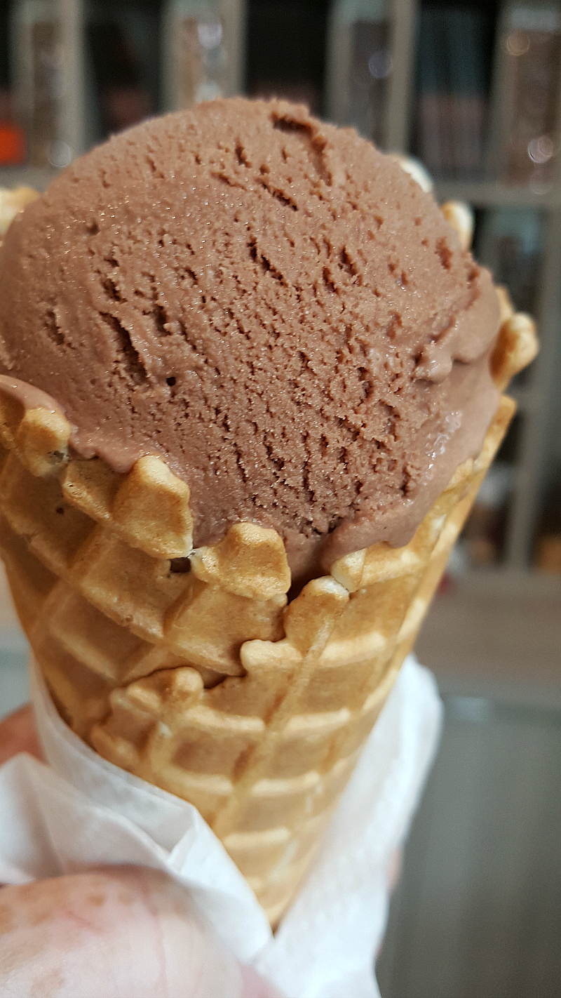 Chocolate Gelato in a Waffle Cone at ST Patisserie Chocolat - Costa Mesa, California