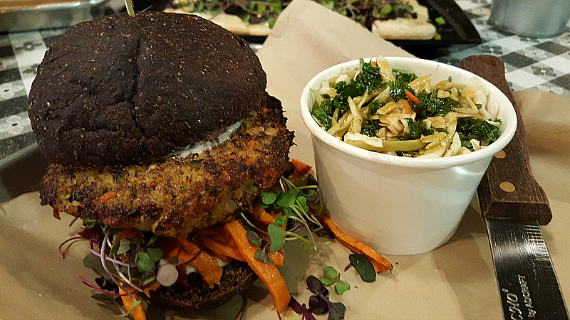 Veggie Burger and Kale Slaw at Green2Go - Brea, California