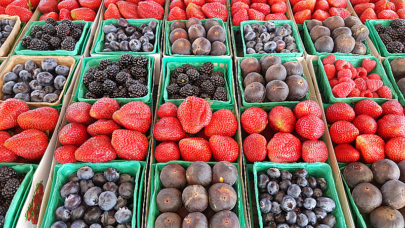 Fresh Berries at SoCo Farmer's Market - Costa Mesa, California