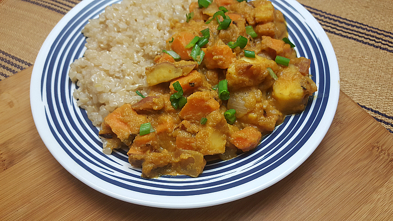 Vegetarian Pumpkin and Sweet Potatoes with Brown Rice