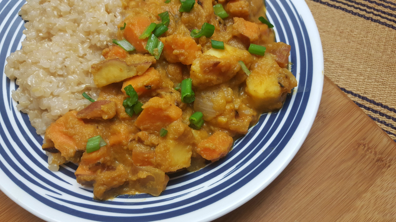 Vegetarian Pumpkin and Sweet Potatoes with Brown Rice