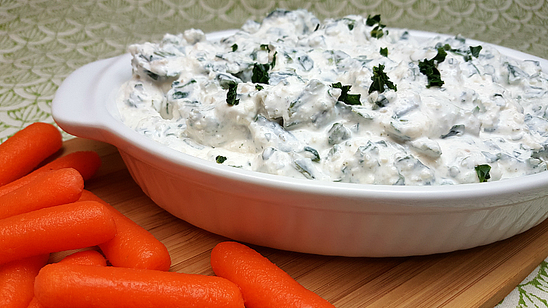 Easy Kale Parmesan Dip for Veggies or Chips