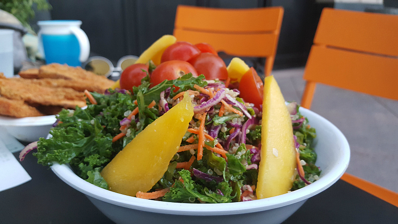 mango salad at Healthy Junk Vegan Restaurant in Anaheim