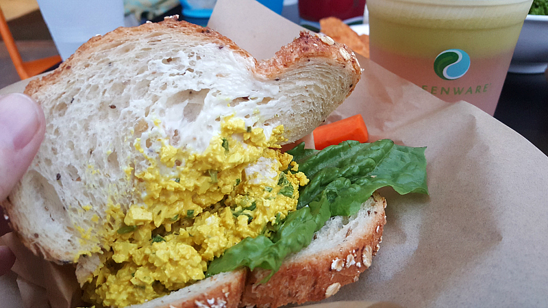 Tofu Egg Salad Sandwich at Healthy Junk Vegan Restaurant in Anaheim