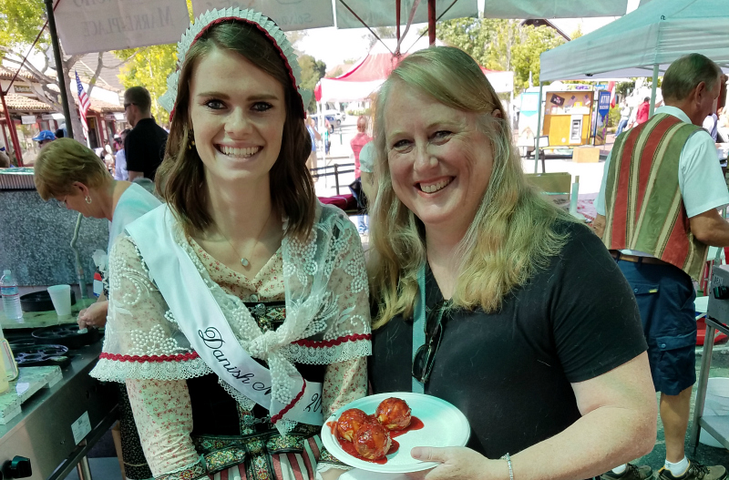 Valerie Mitchell + Danish Maid Gabrielle Heron at the Solvang Danish Days 2017