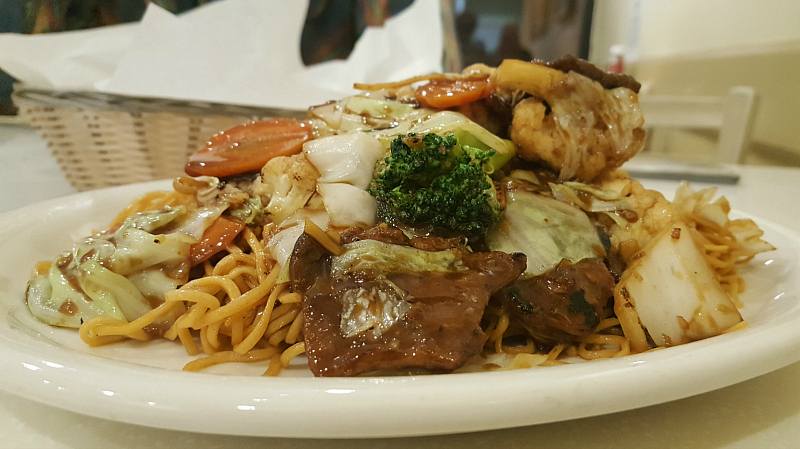 Vegan Meat with Noodles and Veggies