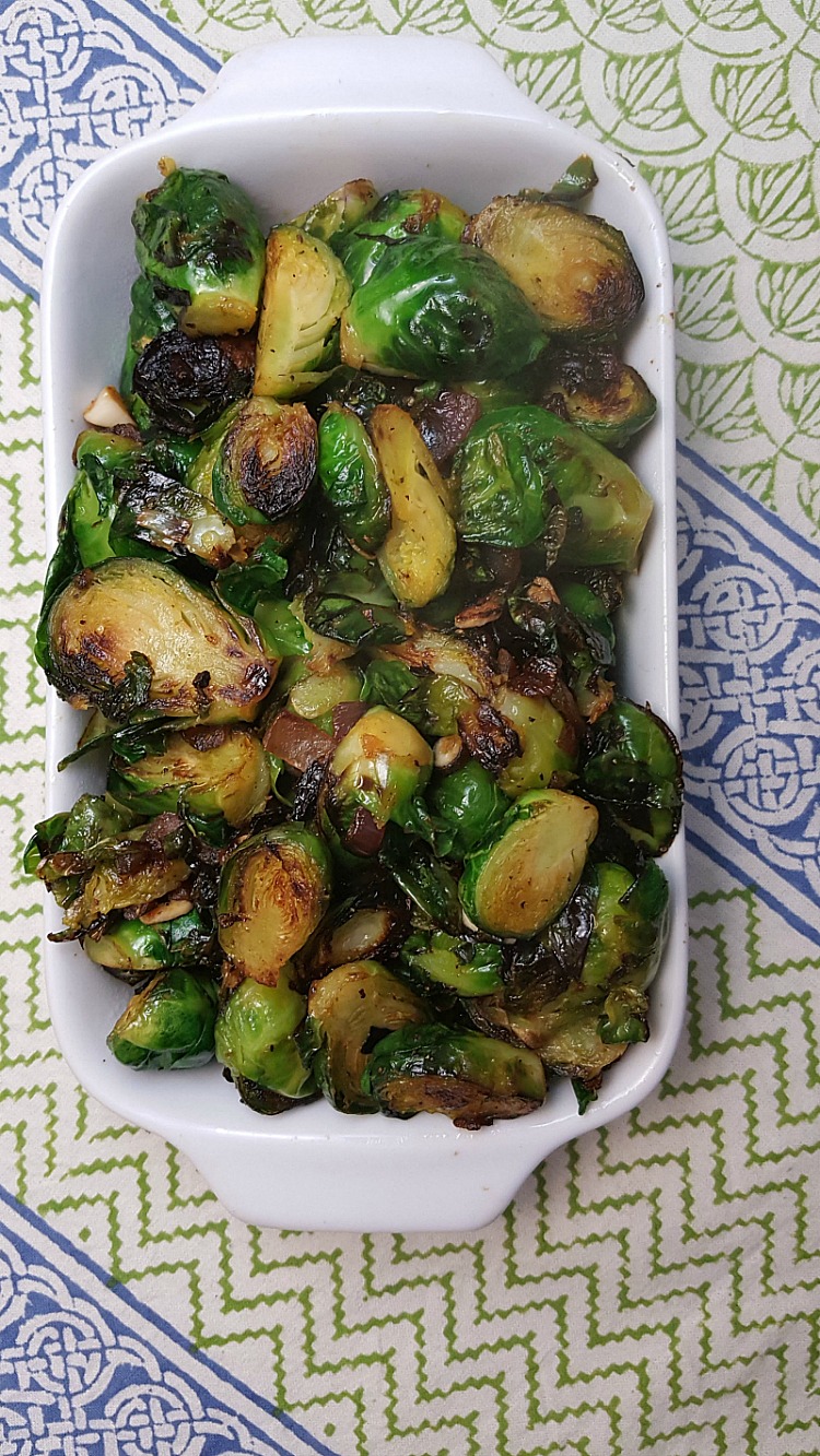 Pan Fried Brussels Sprouts with Caramelized Onions