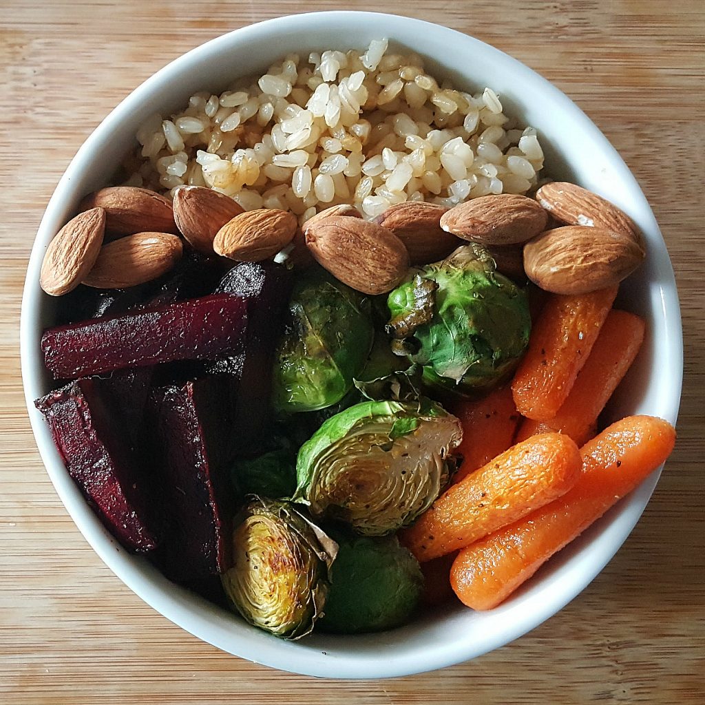 Vegan Buddha Bowl Recipe with roasted veggies and brown rice