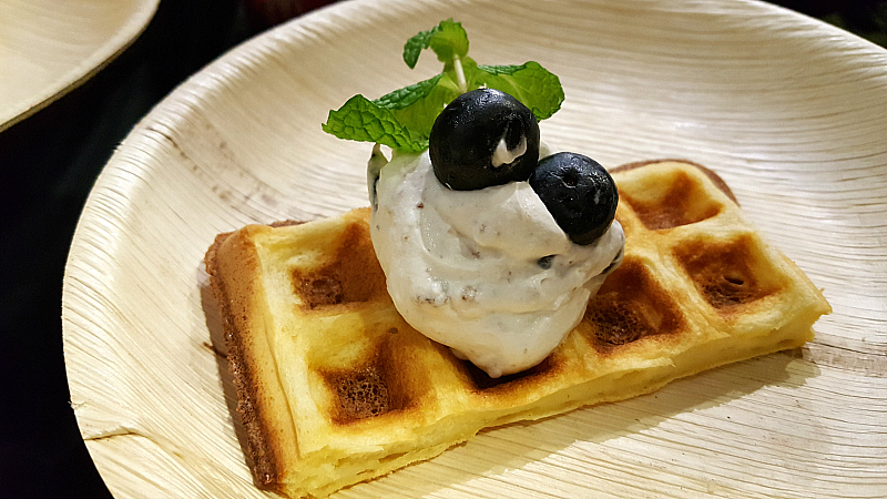 waffles with blueberry whipped cream