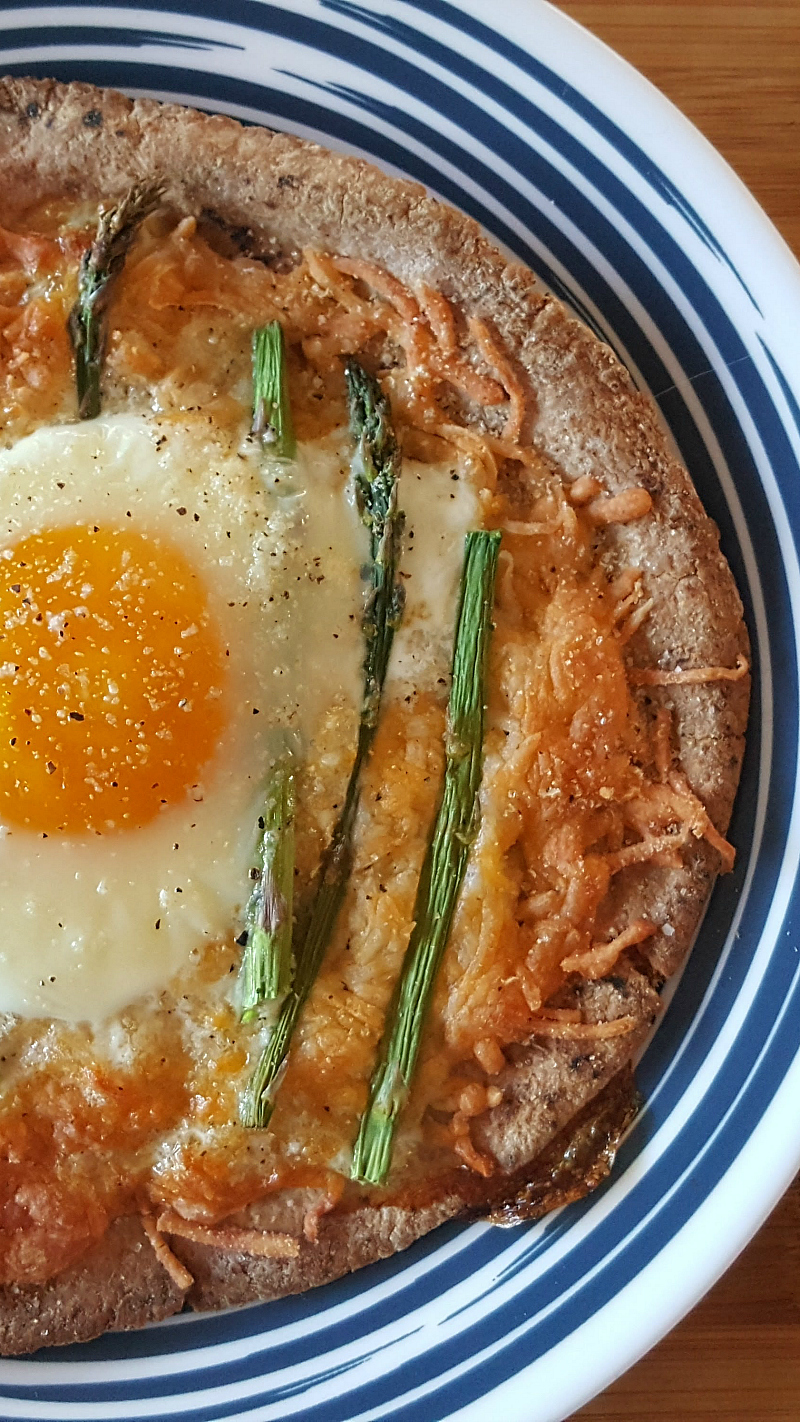 Pita Breakfast Pizza with Egg and Asparagus Recipe