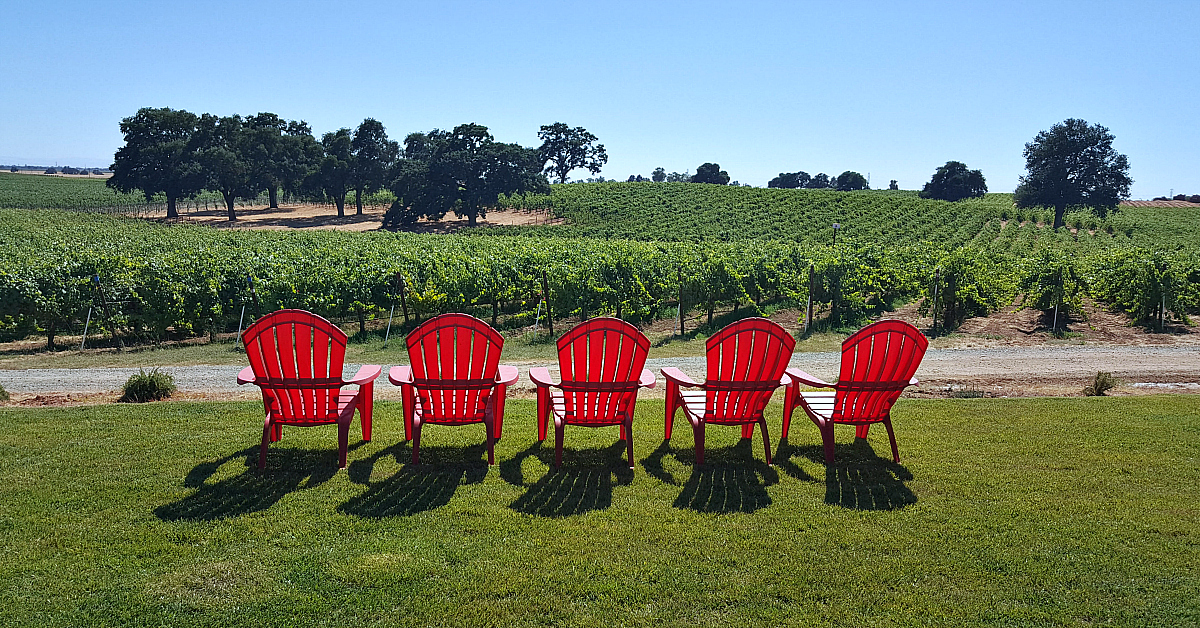 lodi bokisch vineyards red chairs