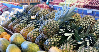 grocery store display pineapples