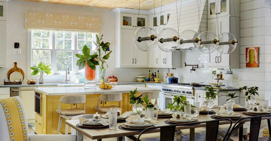 yellow white kitchen